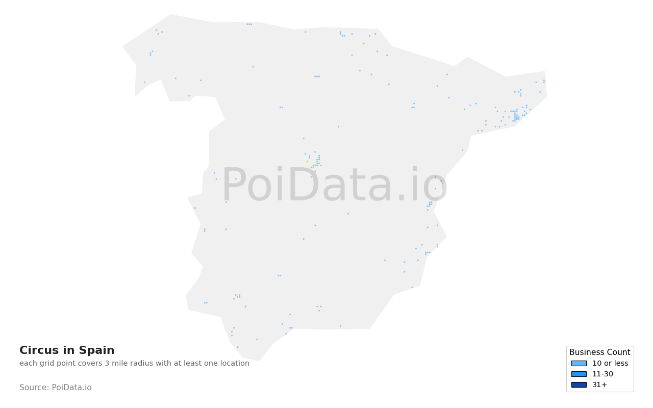 Circus density map for Spain