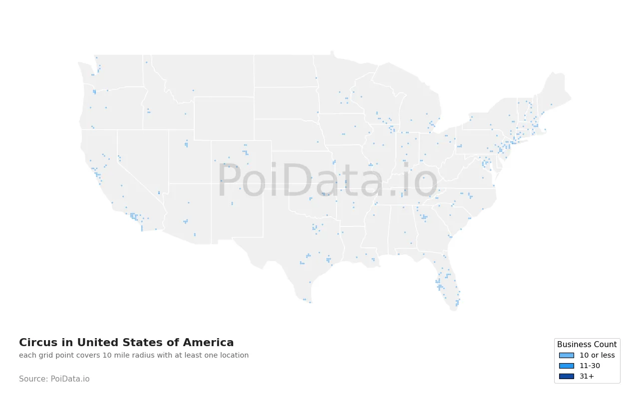 Circus density map for United States