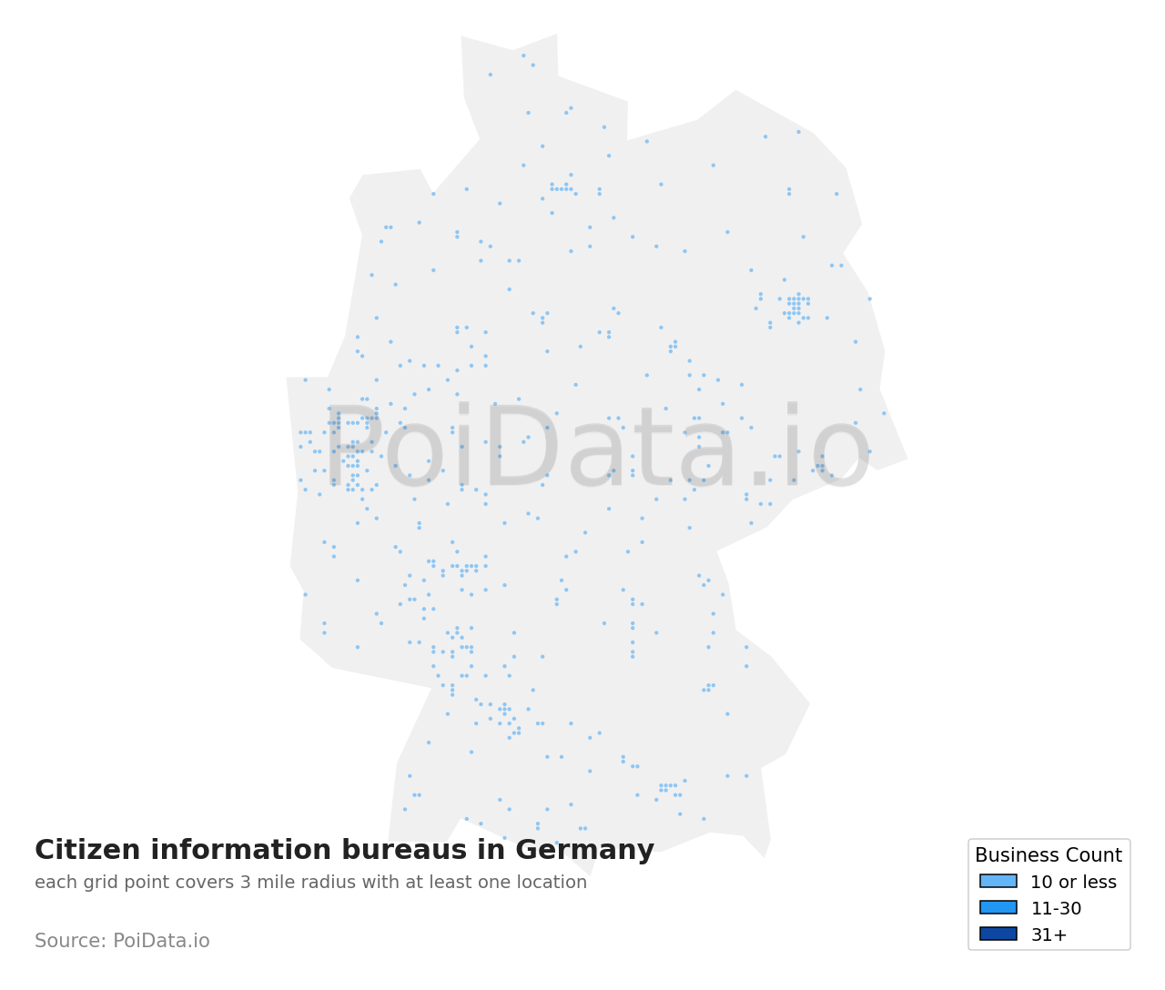 Citizen information bureau density map for Germany