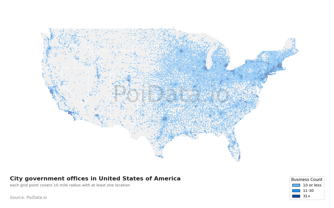City government office density map for Ohio, United States