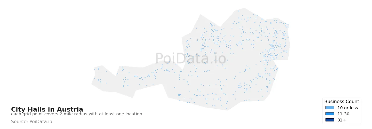 City Hall density map for Austria