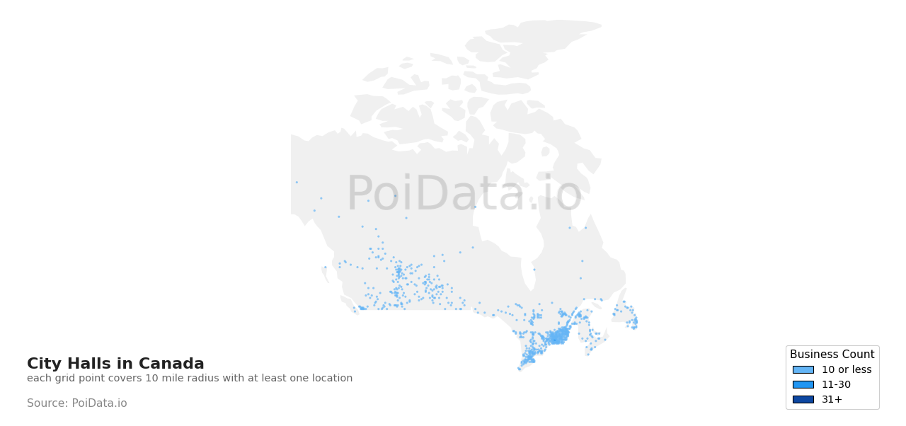 City Hall density map for Canada