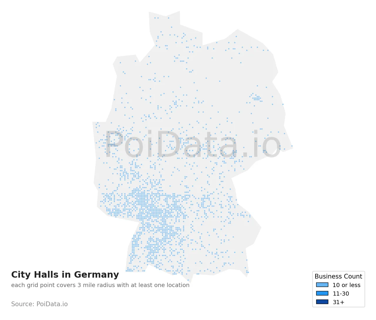 City Hall density map for Germany