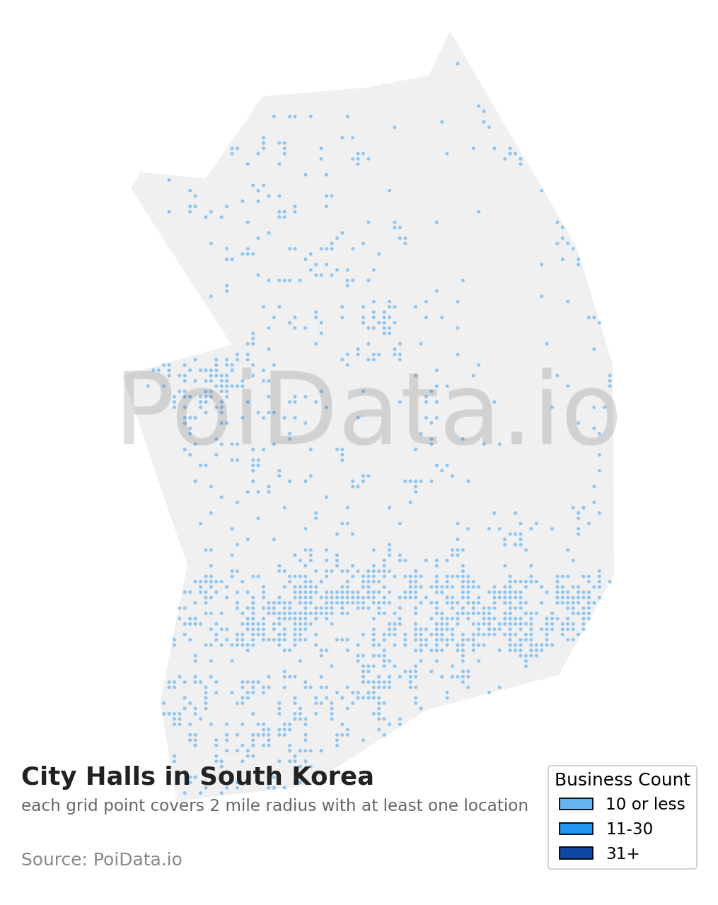 City Hall density map for South Korea