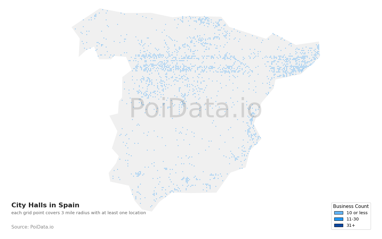 City Hall density map for Spain