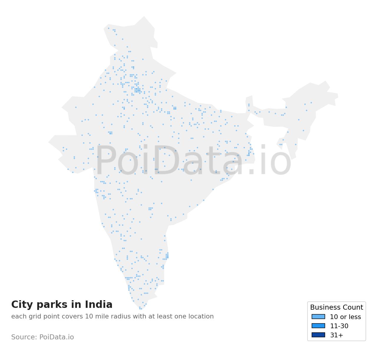 City park density map for India