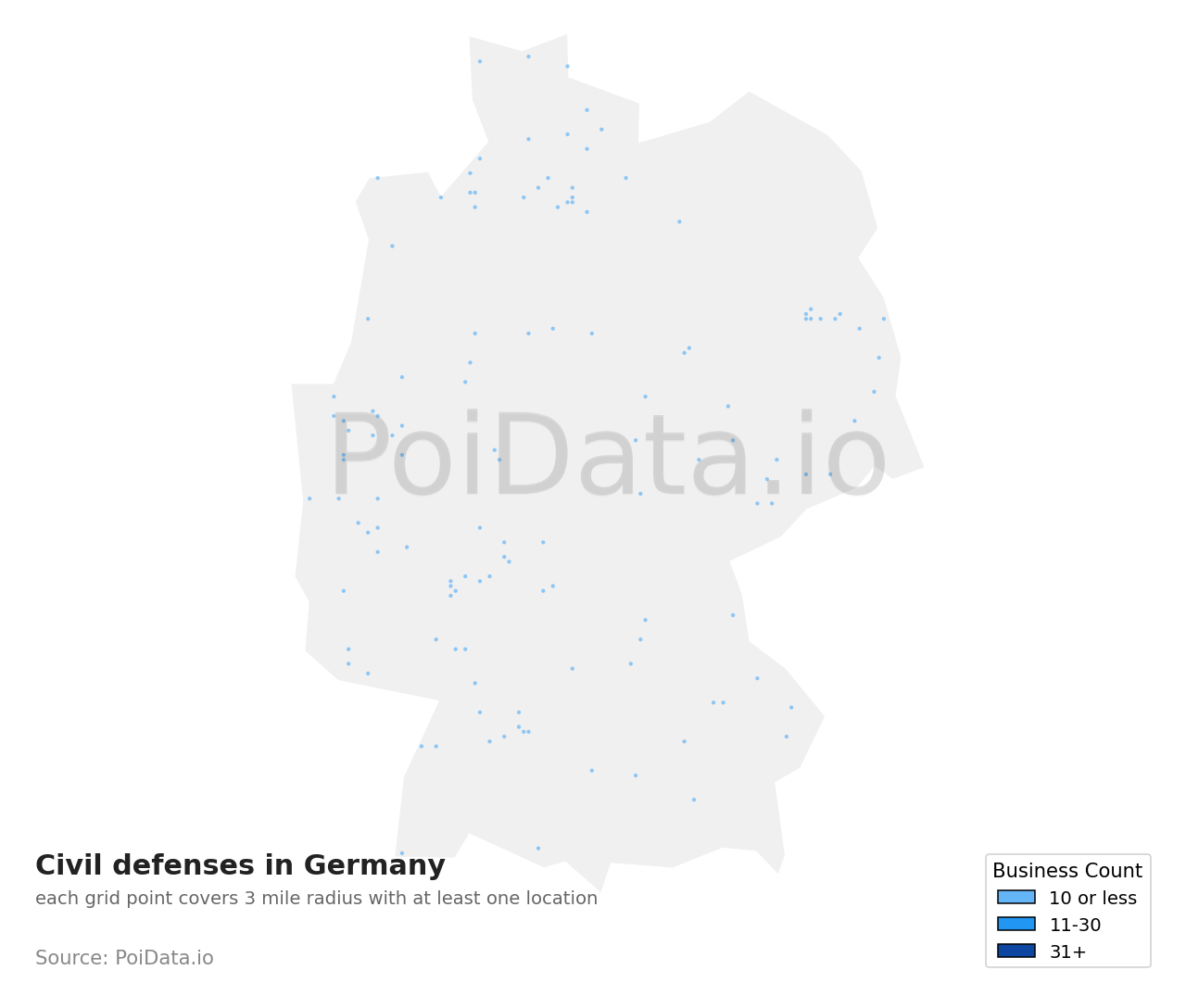 Civil defense density map for Germany