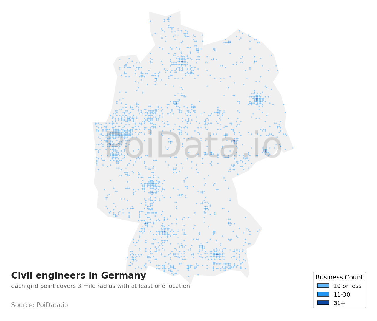 Civil engineer density map for Germany
