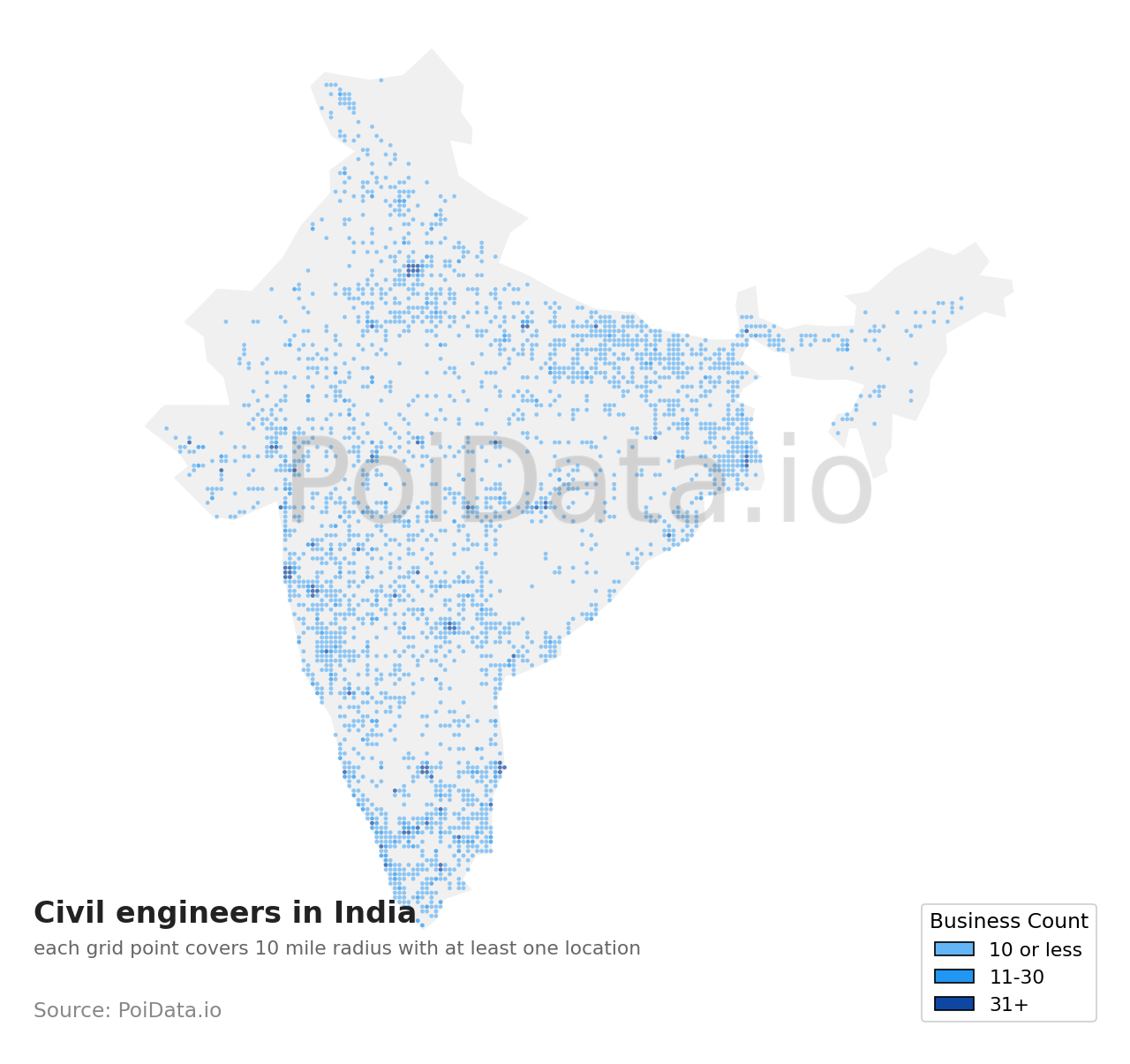 Civil engineer density map for India