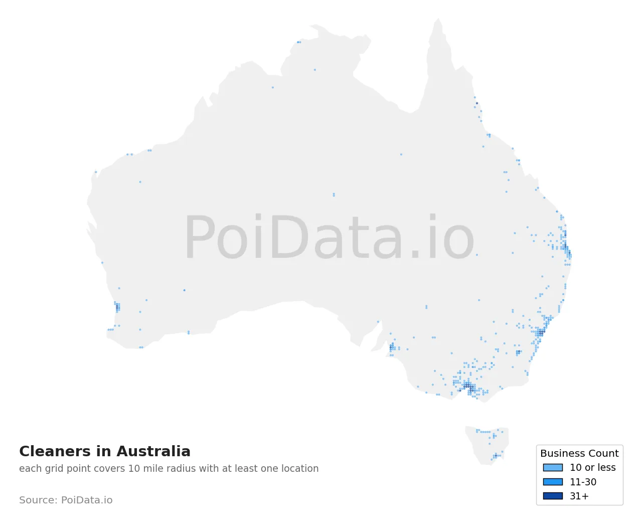 Cleaners density map for Australia