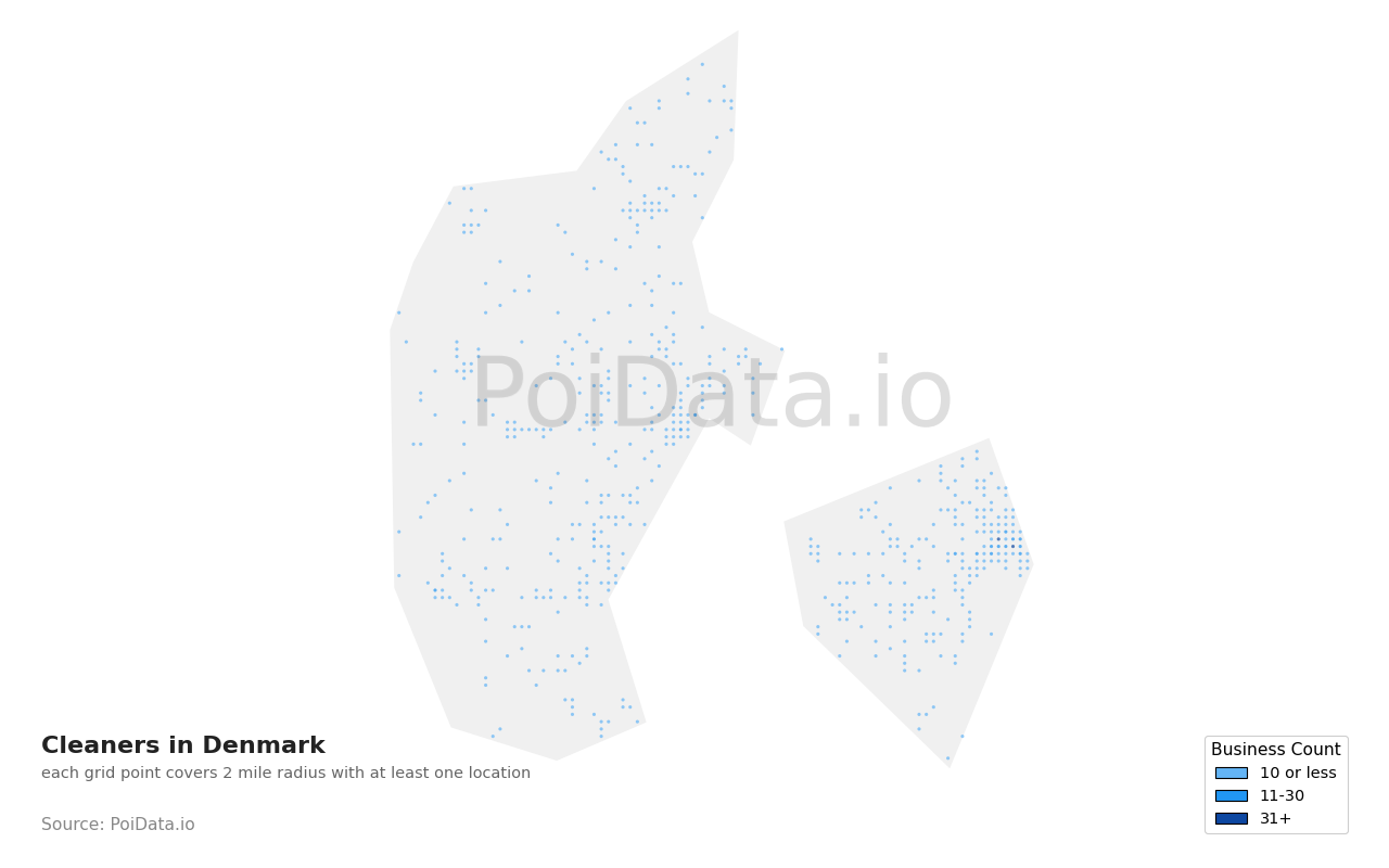 Cleaners density map for Denmark