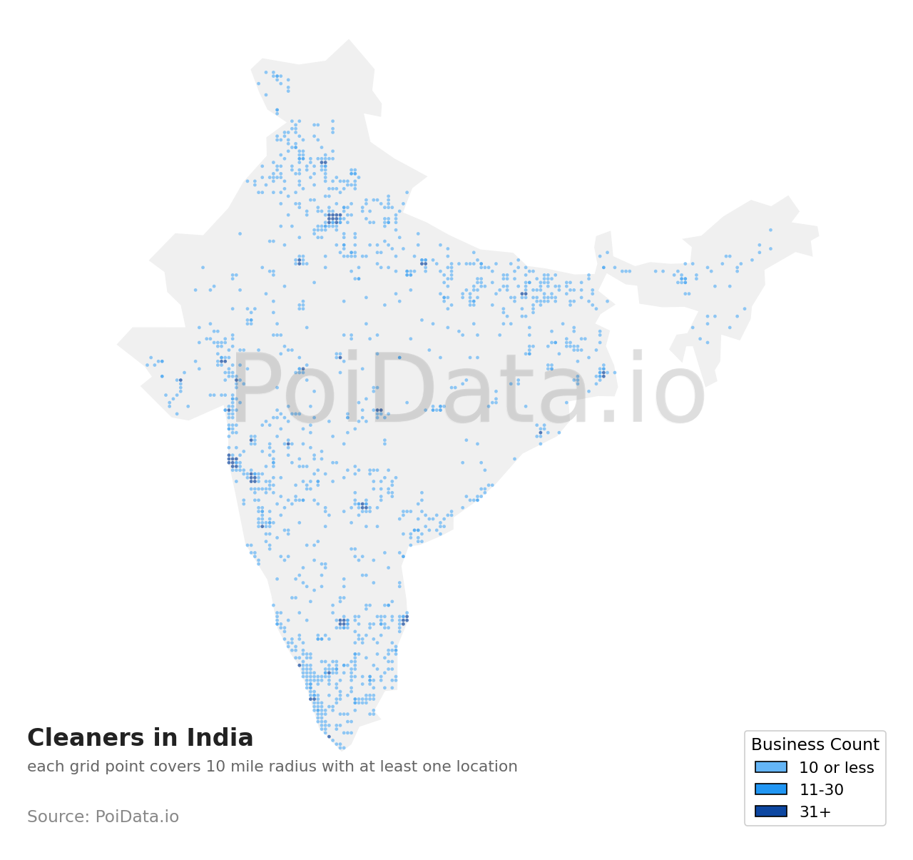 Cleaners density map for India