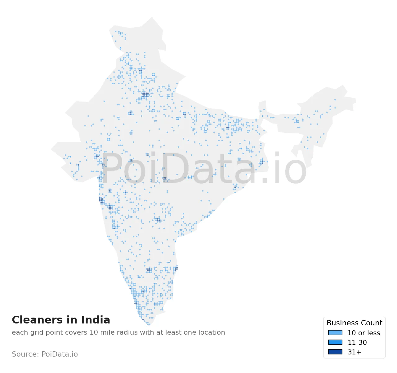 Cleaners density map for India