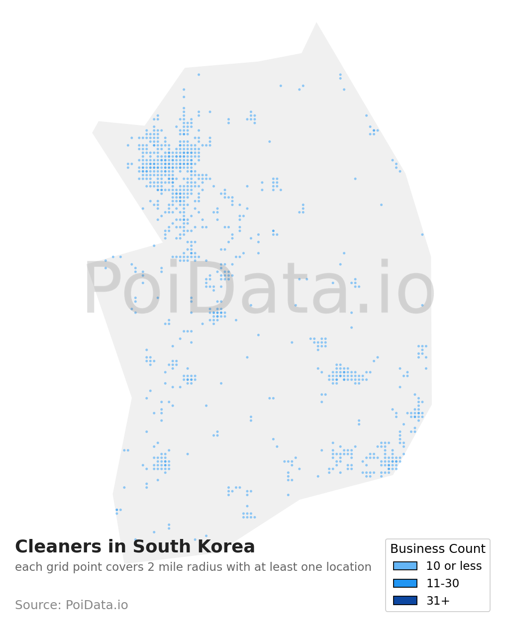 Cleaners density map for South Korea