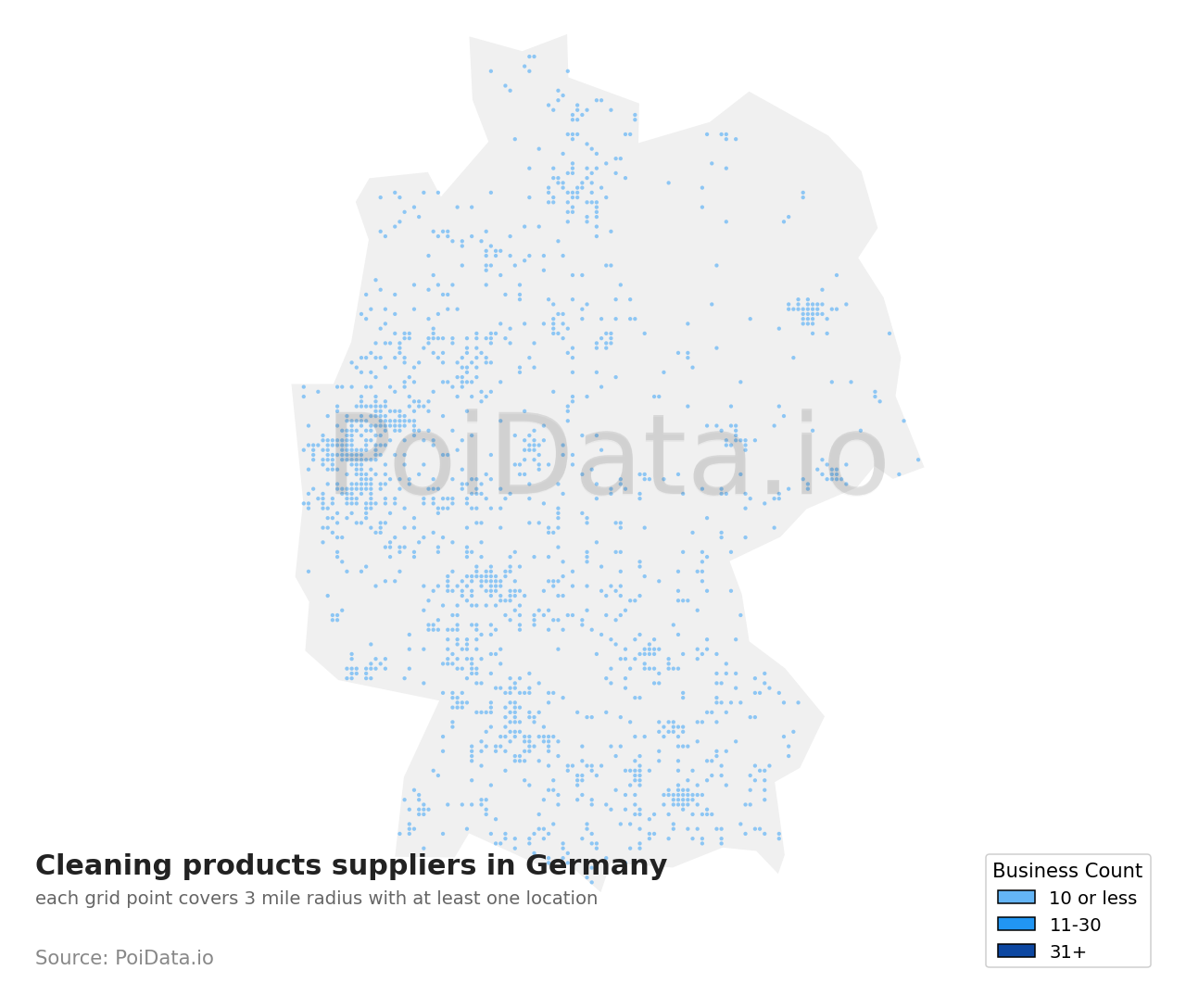 Cleaning products supplier density map for Germany