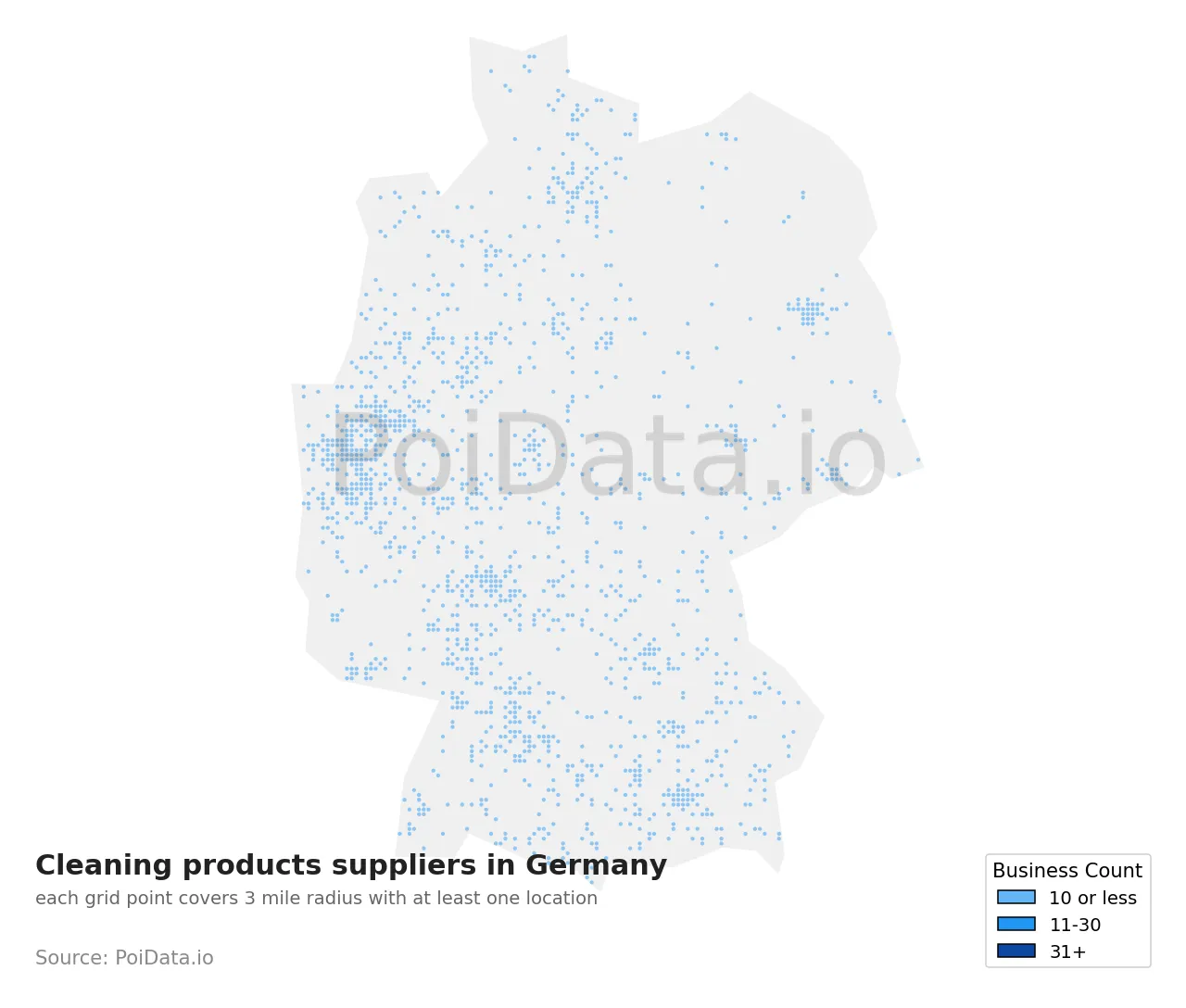 Cleaning products supplier density map for Germany