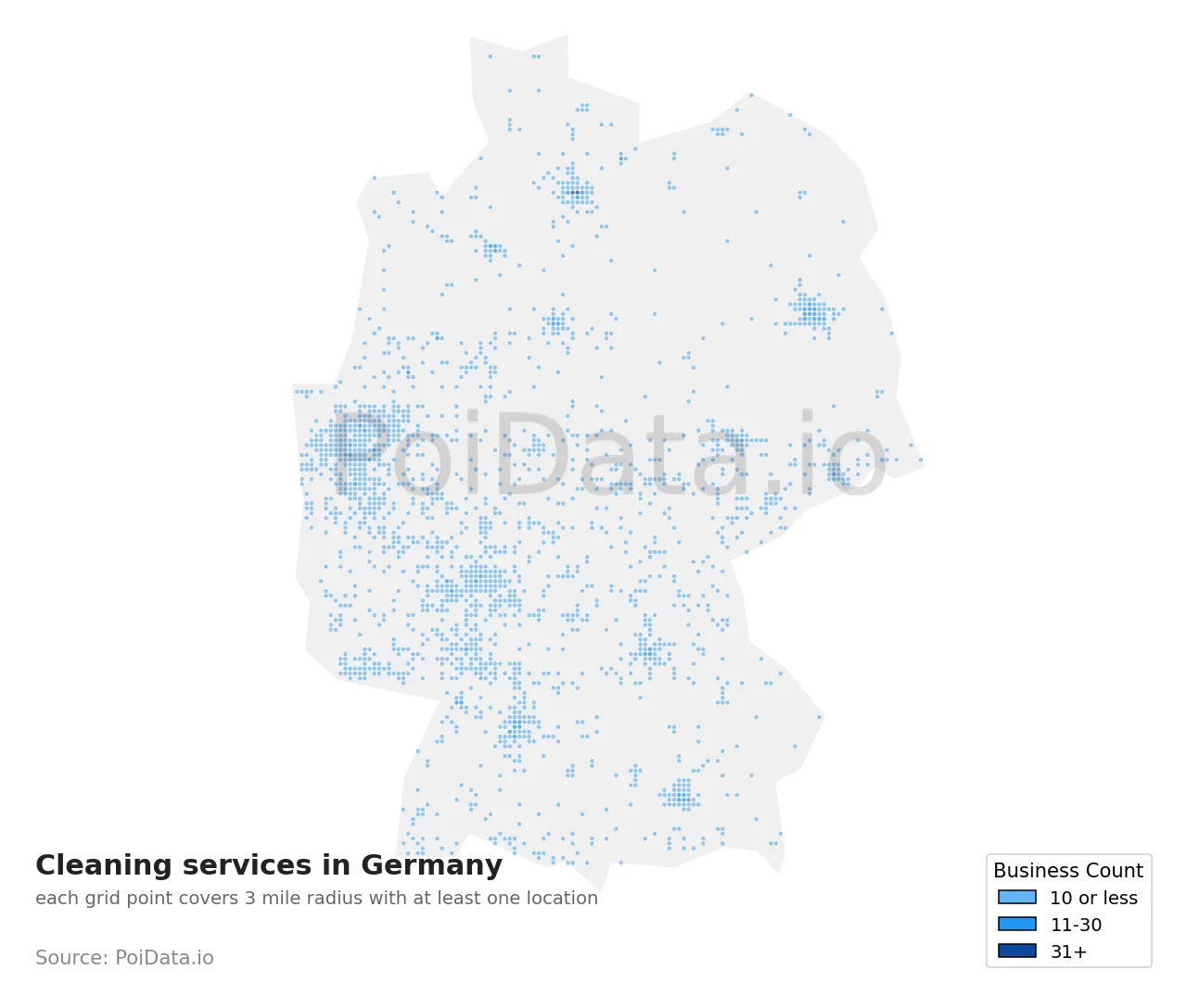 Cleaning service density map for Germany