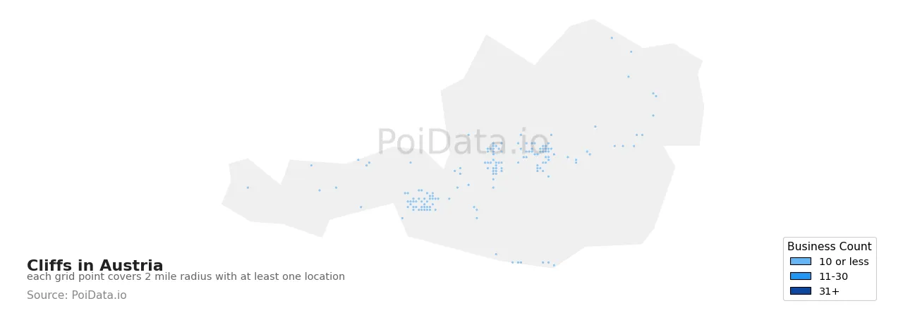 Cliff density map for Austria