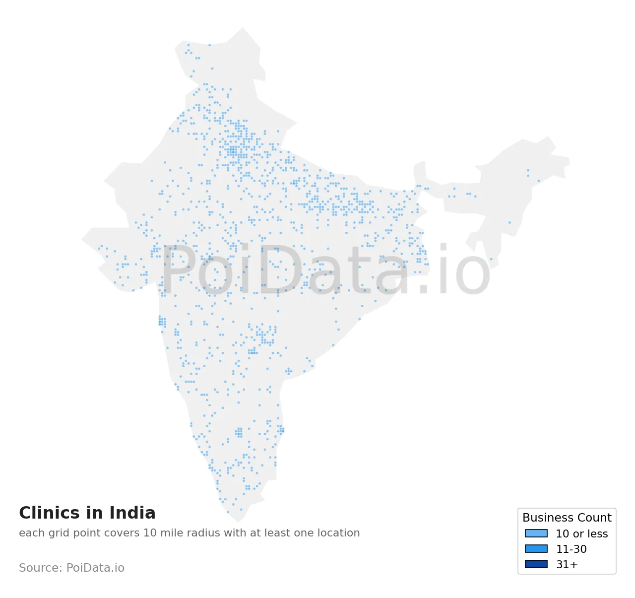 Clinic density map for India