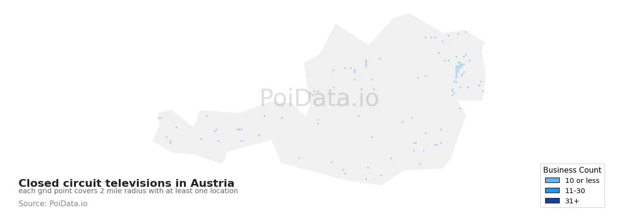 Closed circuit television density map for Austria