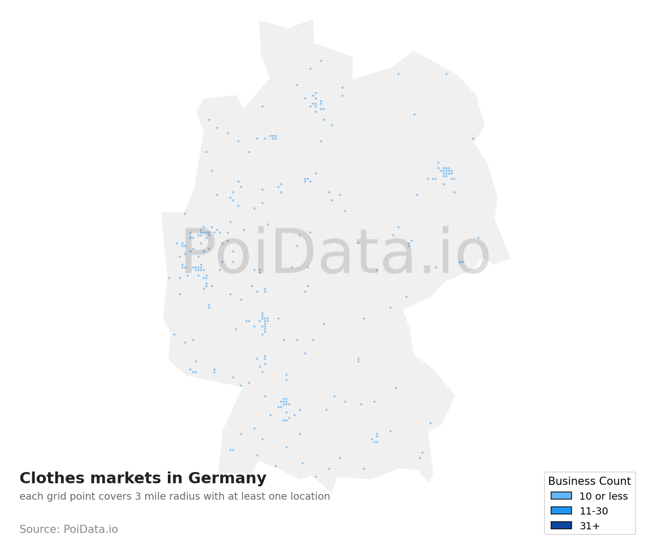 Clothes market density map for Germany