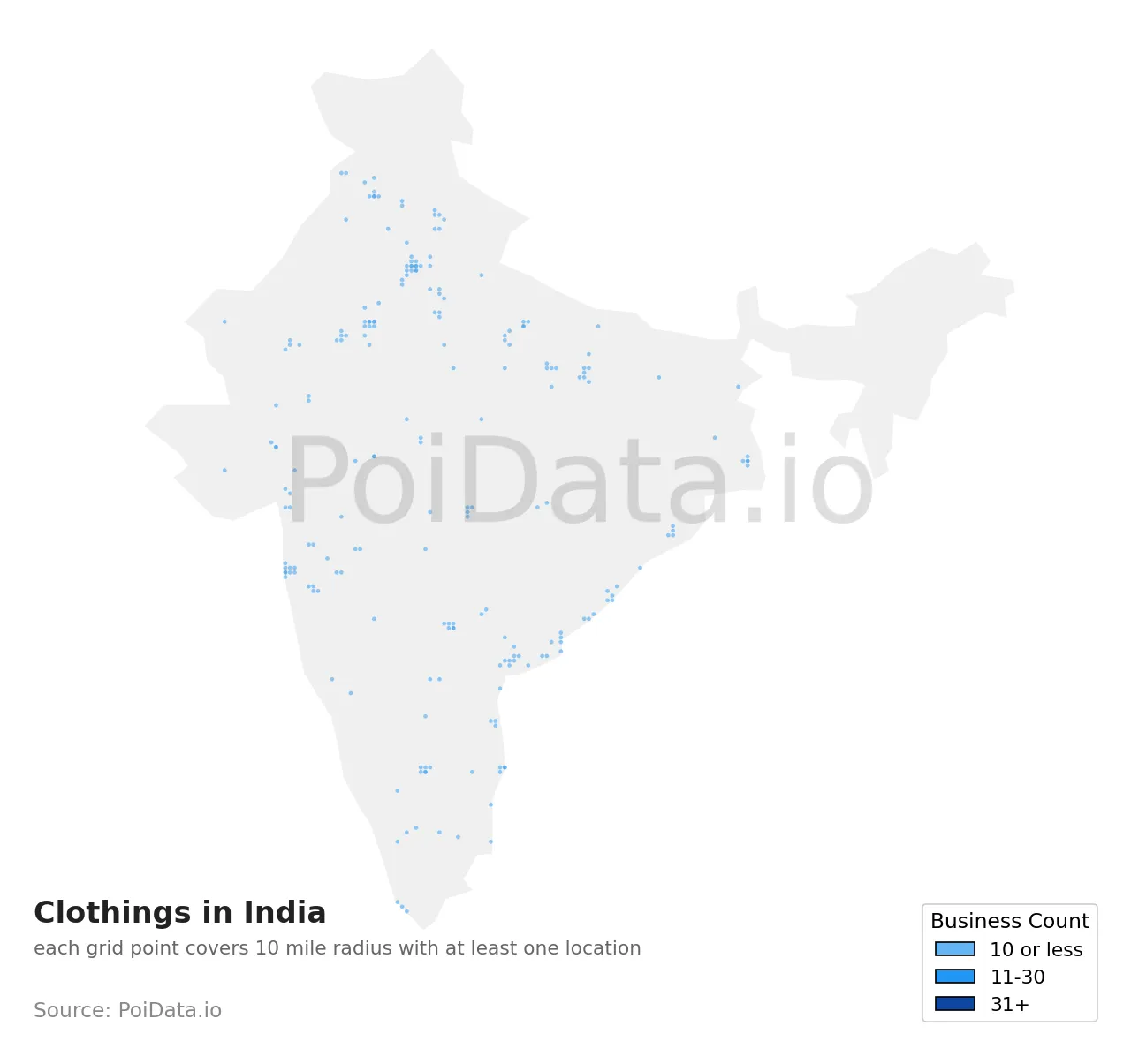 Clothing density map for India