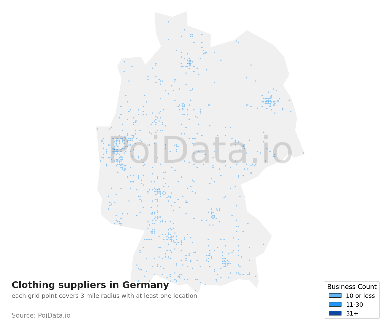 Clothing supplier density map for Germany
