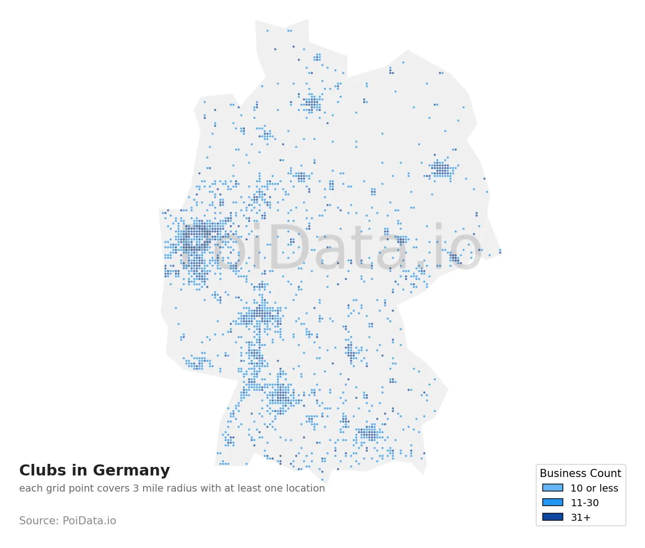 Club density map for Germany