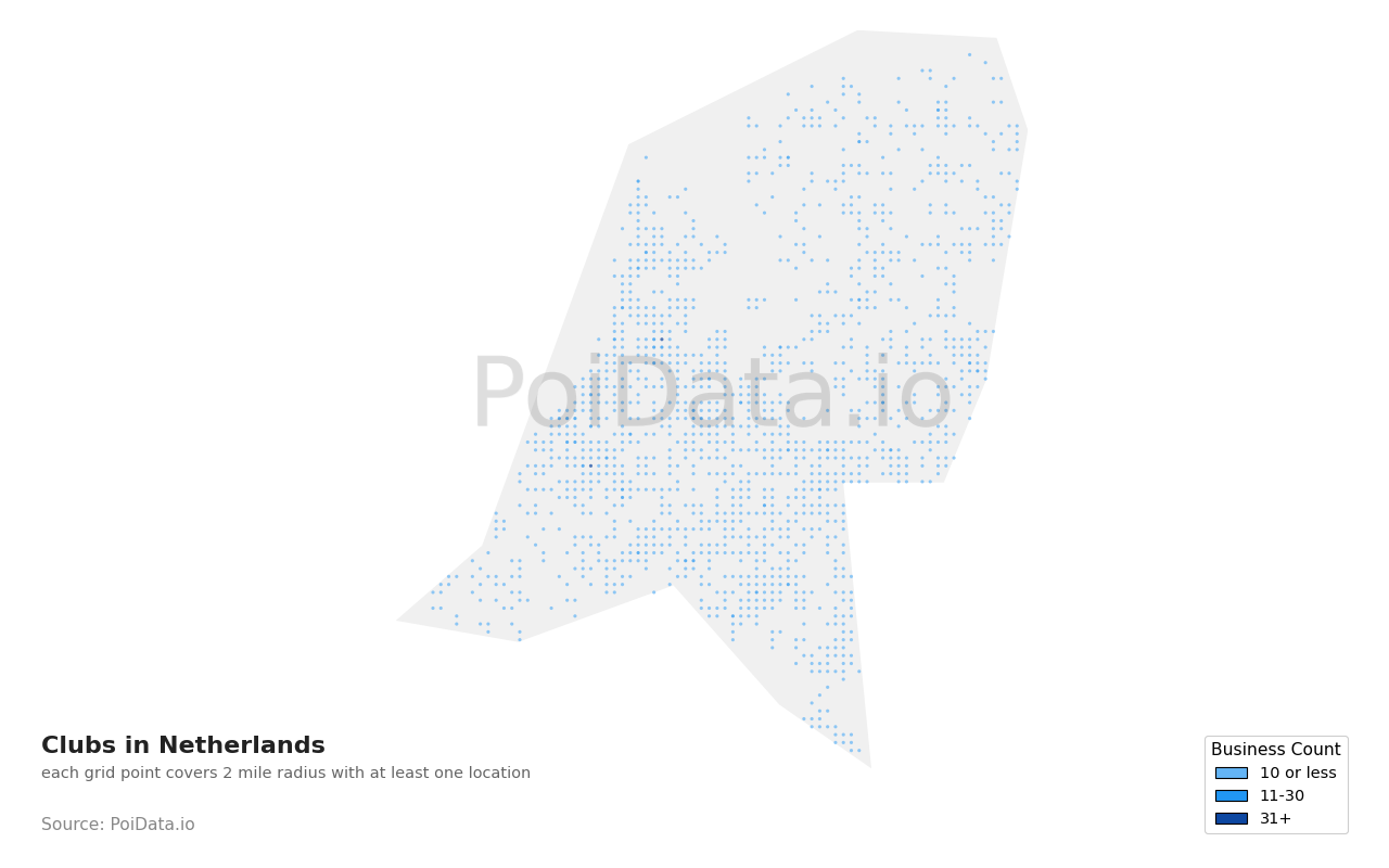 Club density map for Netherlands