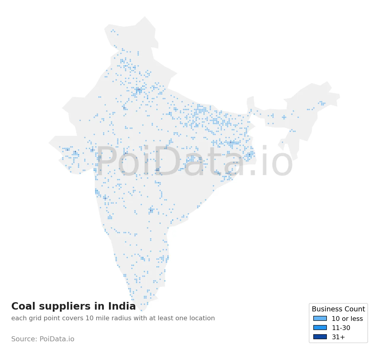 Coal supplier density map for India