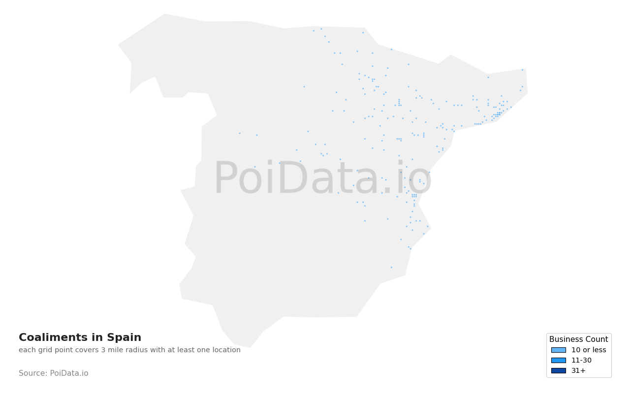 Coaliment density map for Spain
