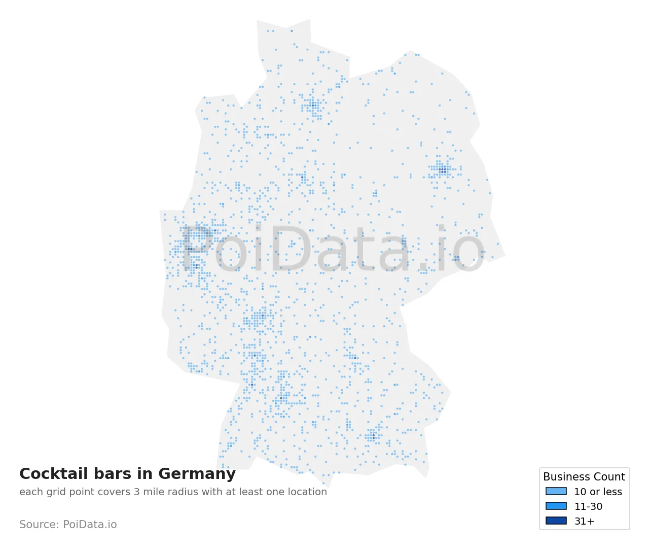 Cocktail bar density map for Germany