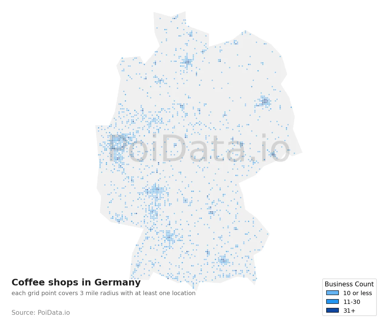 Coffee shop density map for Germany