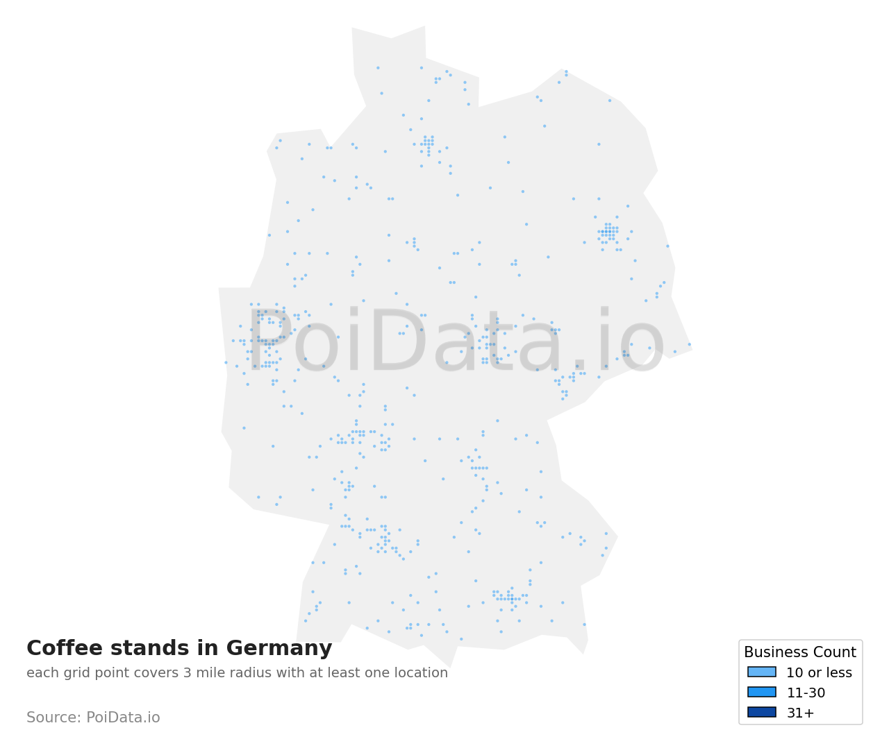 Coffee stand density map for Germany