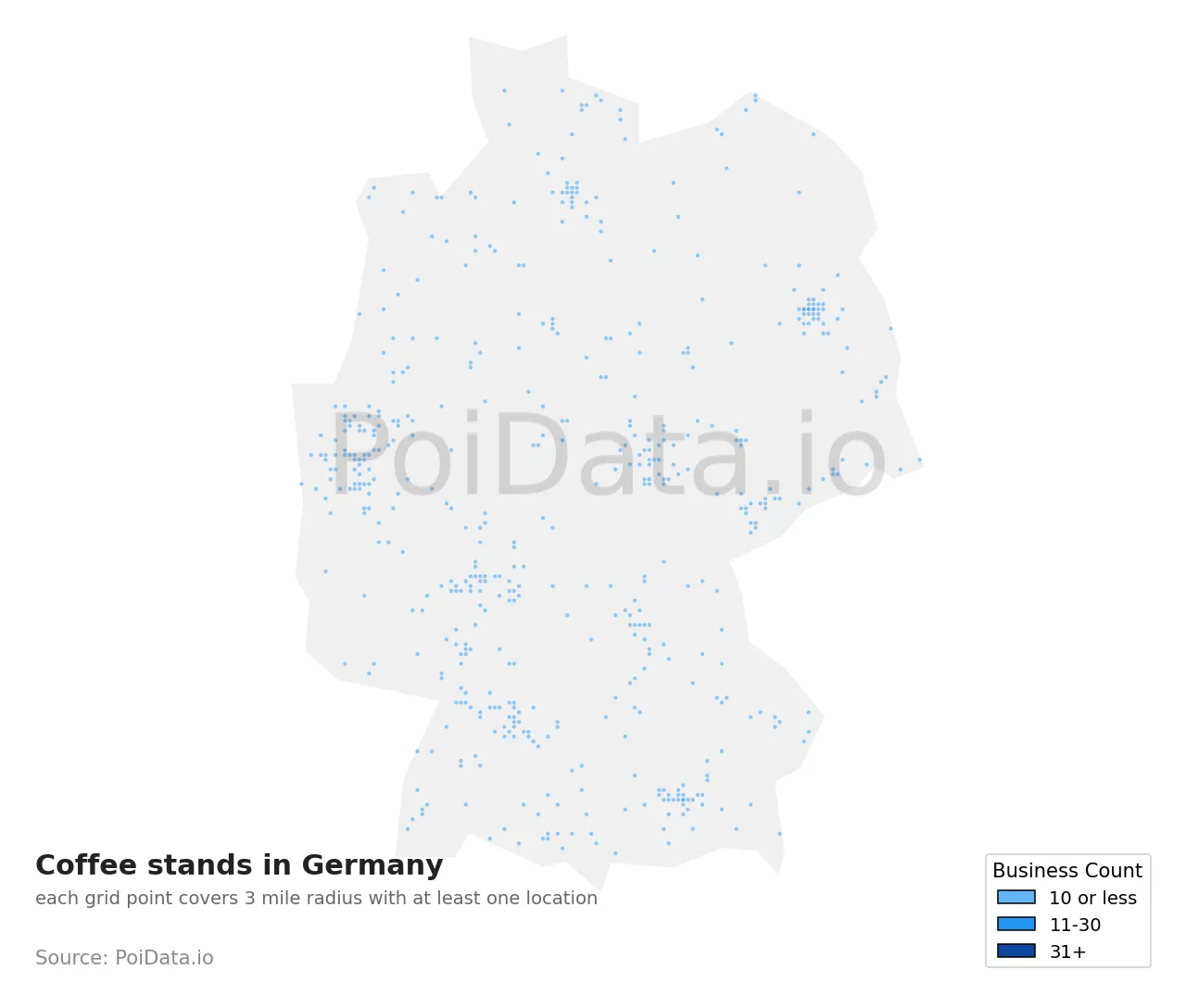 Coffee stand density map for Germany