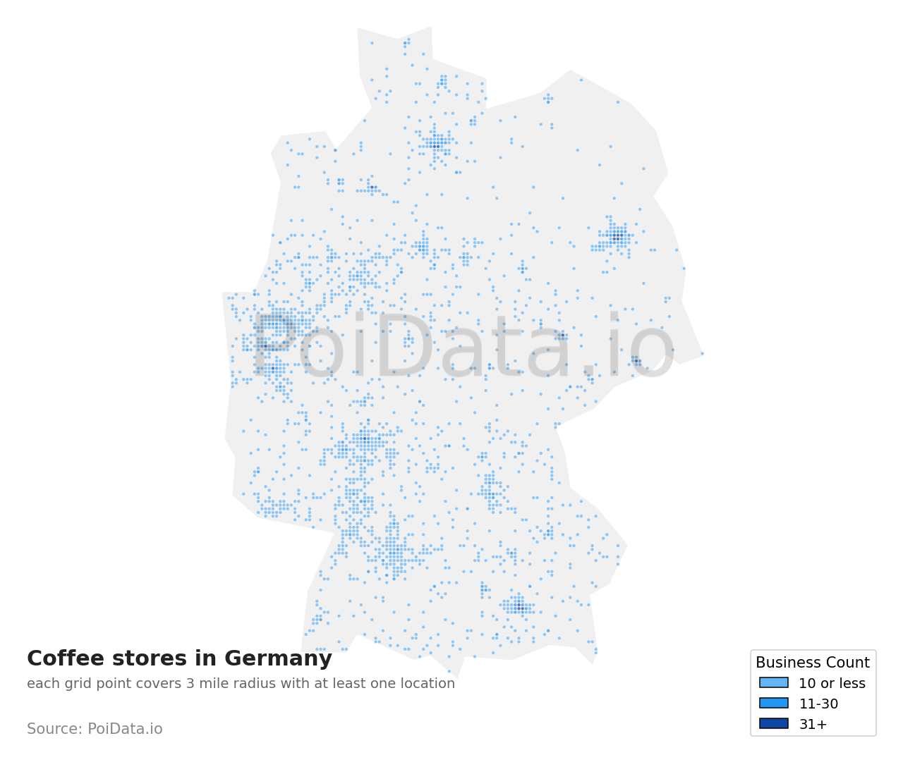 Coffee store density map for Germany