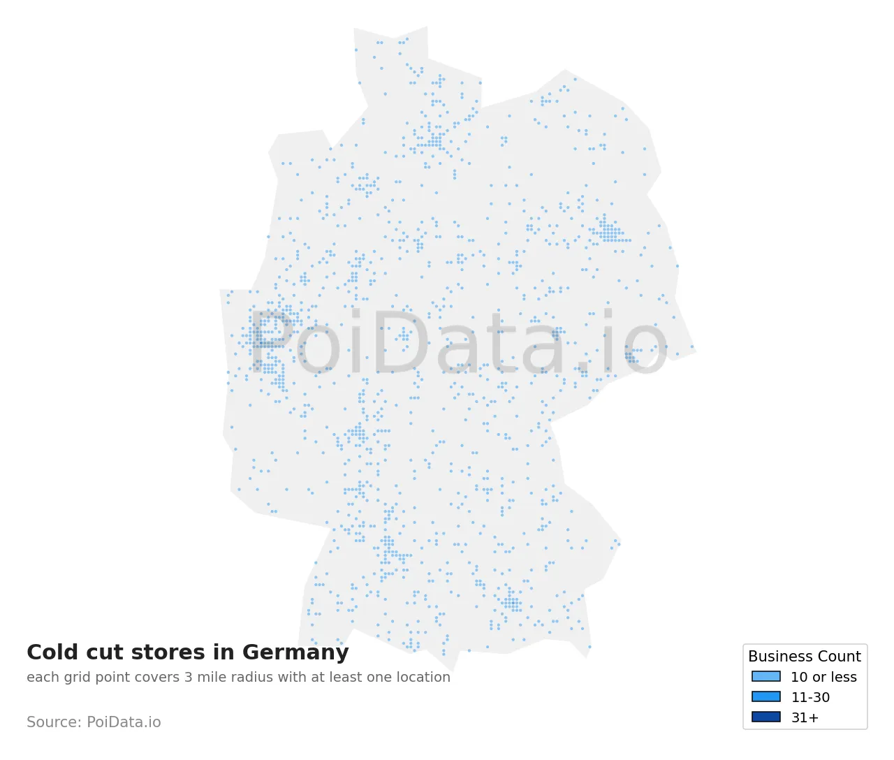 Cold cut store density map for Germany