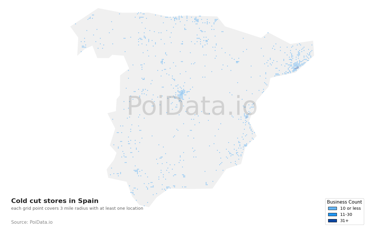 Cold cut store density map for Spain