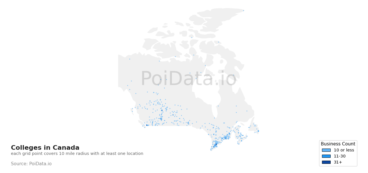 College density map for Canada