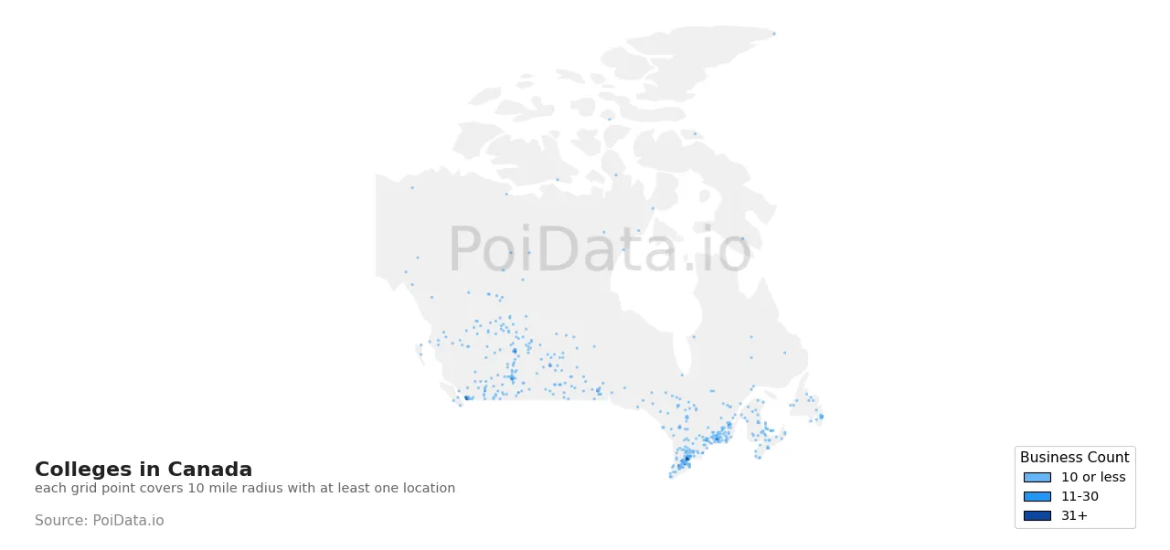 College density map for Canada