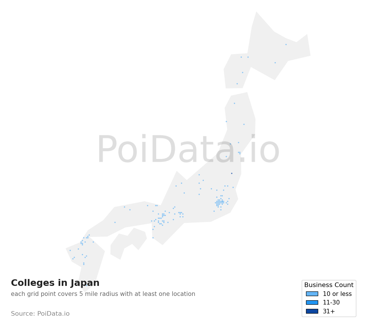 College density map for Japan