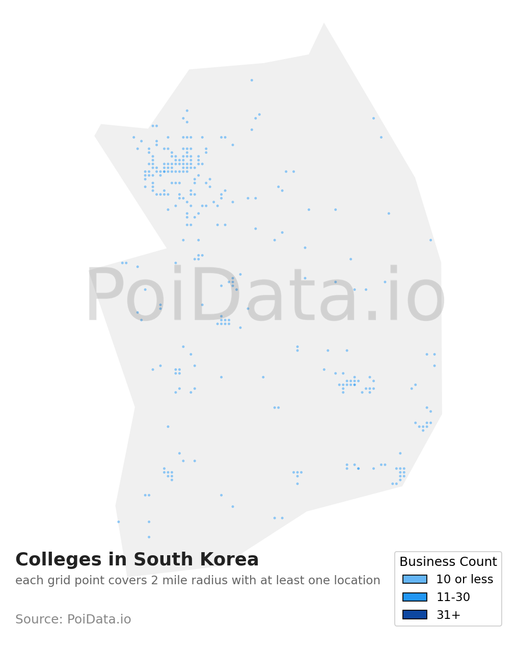 College density map for South Korea