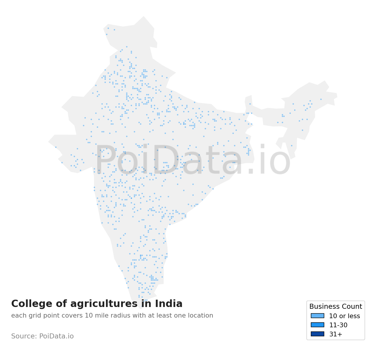 College of agriculture density map for India