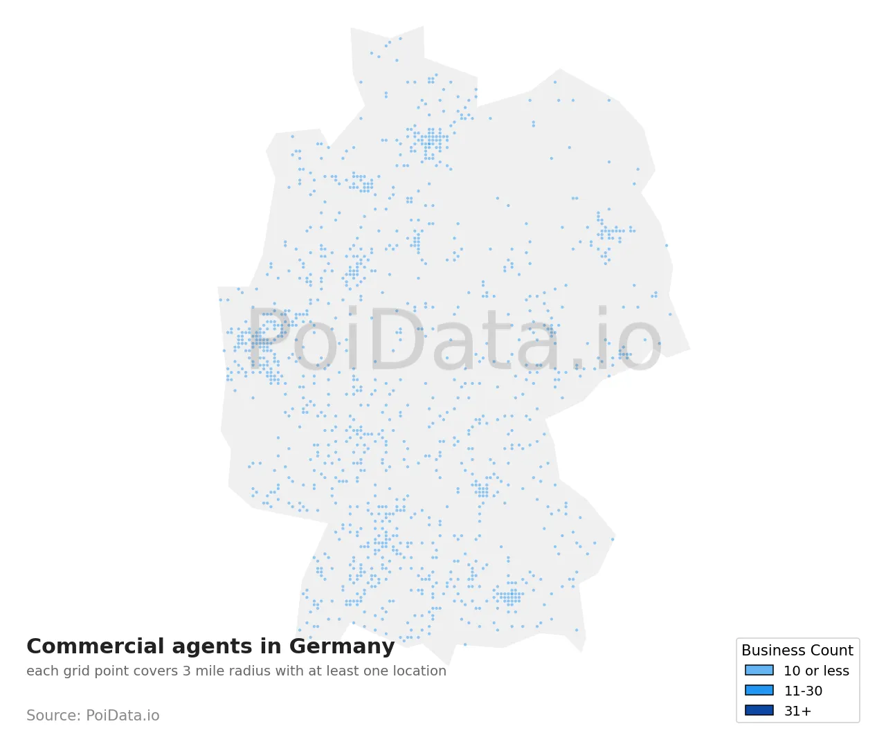 Commercial agent density map for Germany