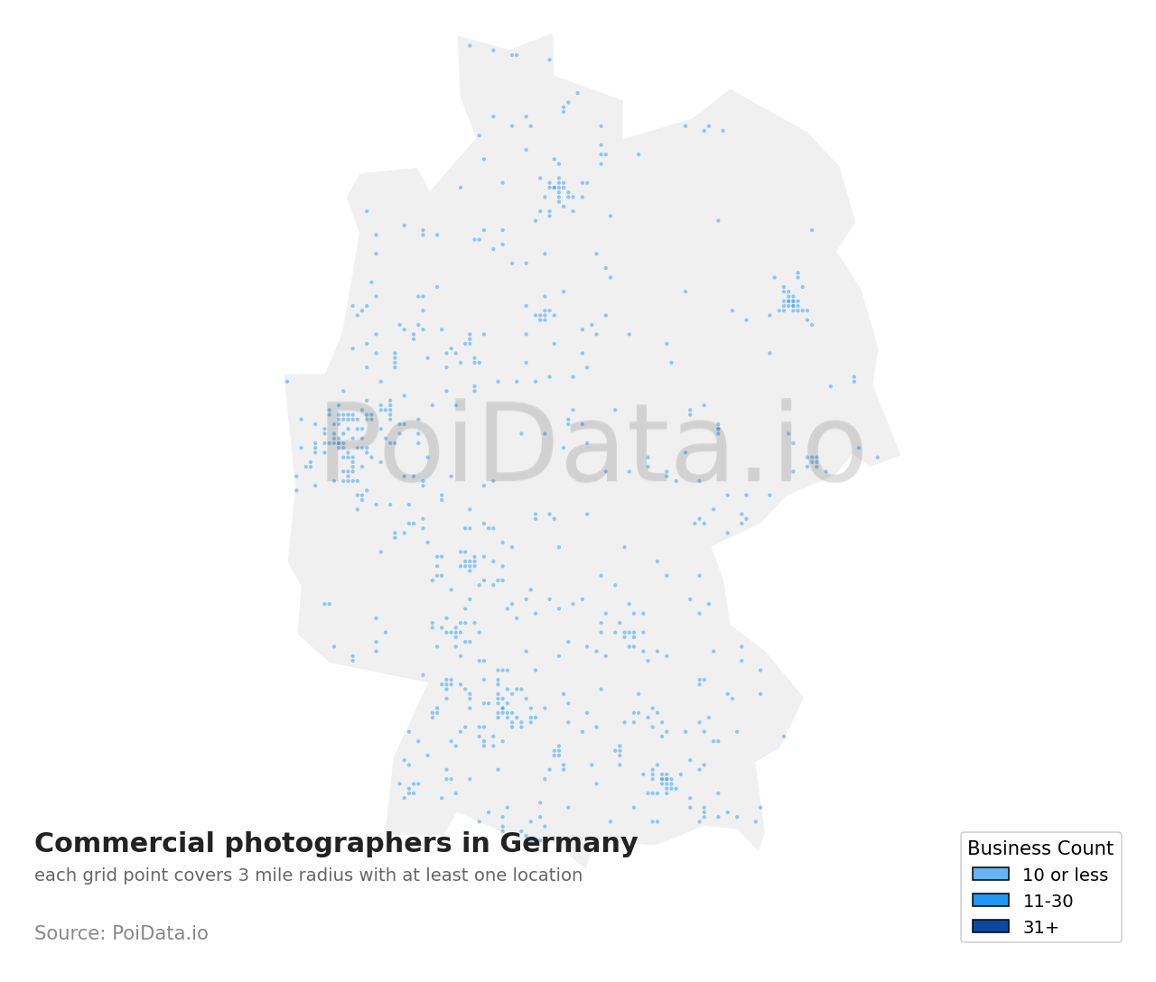 Commercial photographer density map for Germany
