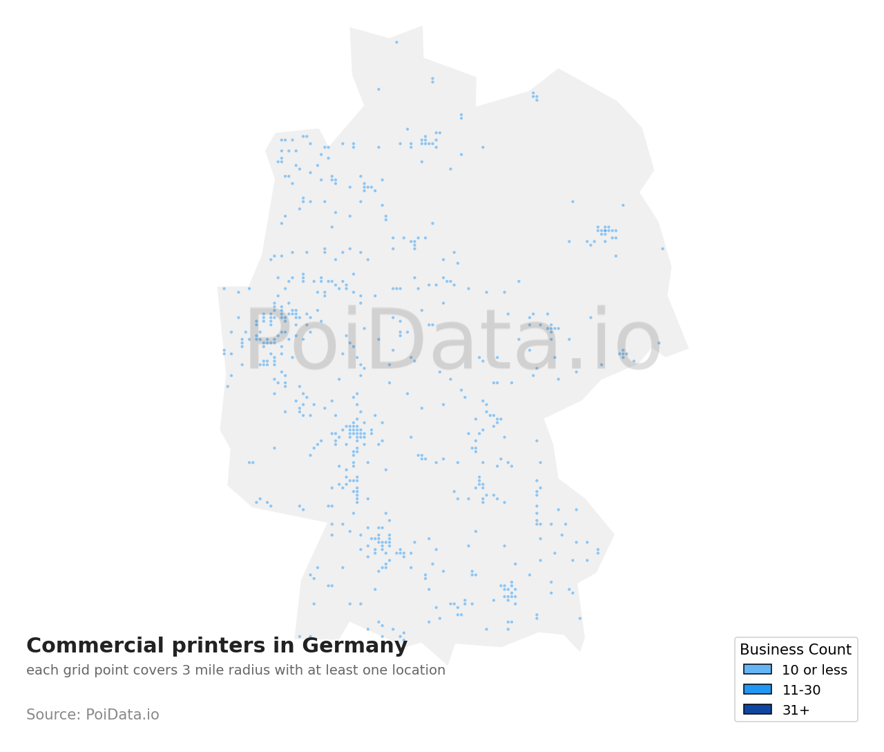 Commercial printer density map for Germany