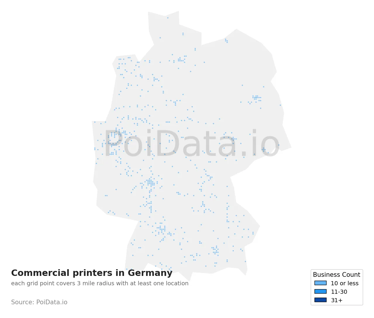Commercial printer density map for Germany