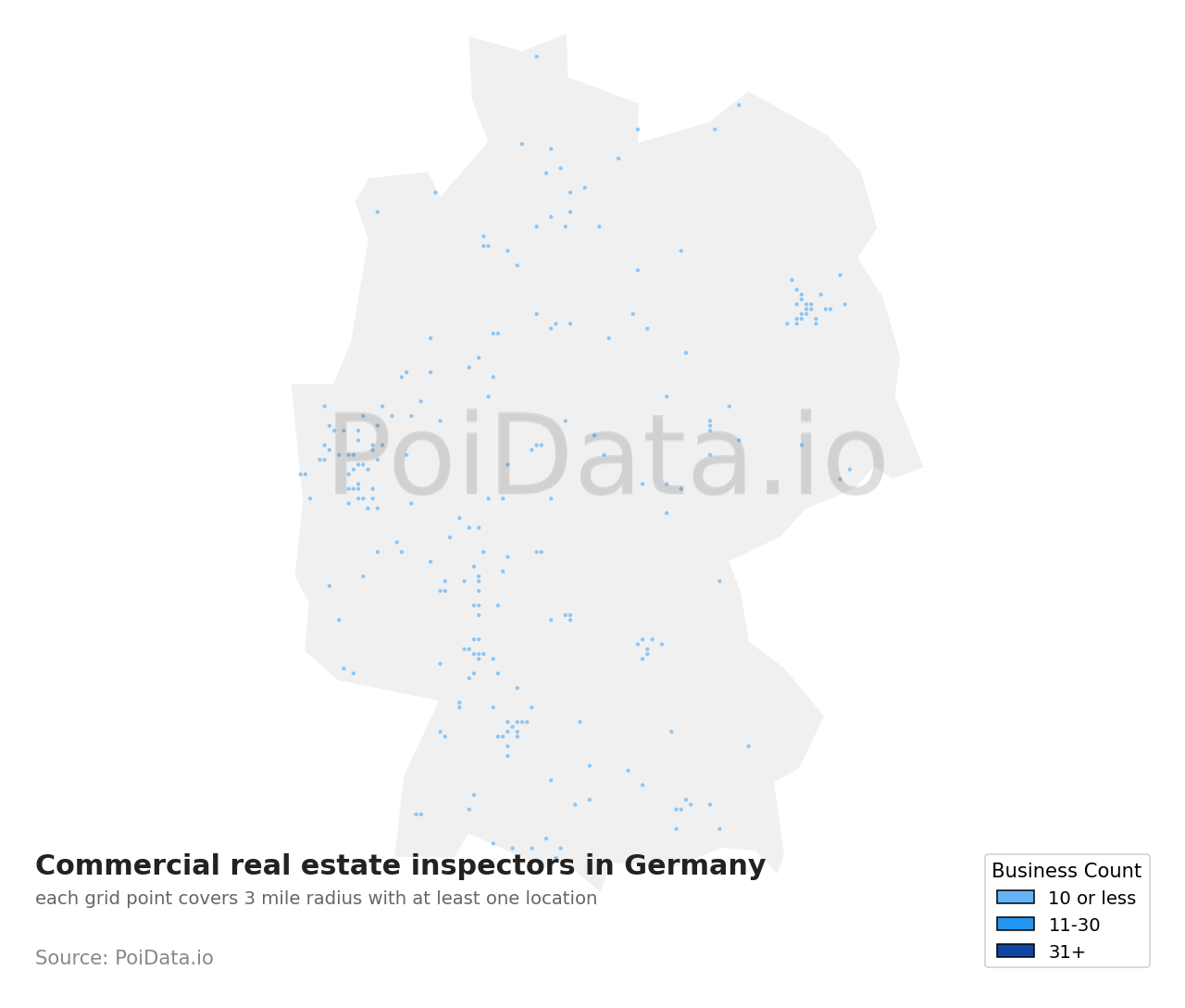 Commercial real estate inspector density map for Germany