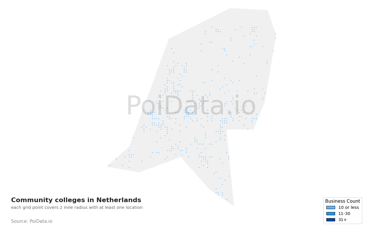 Community college density map for Netherlands