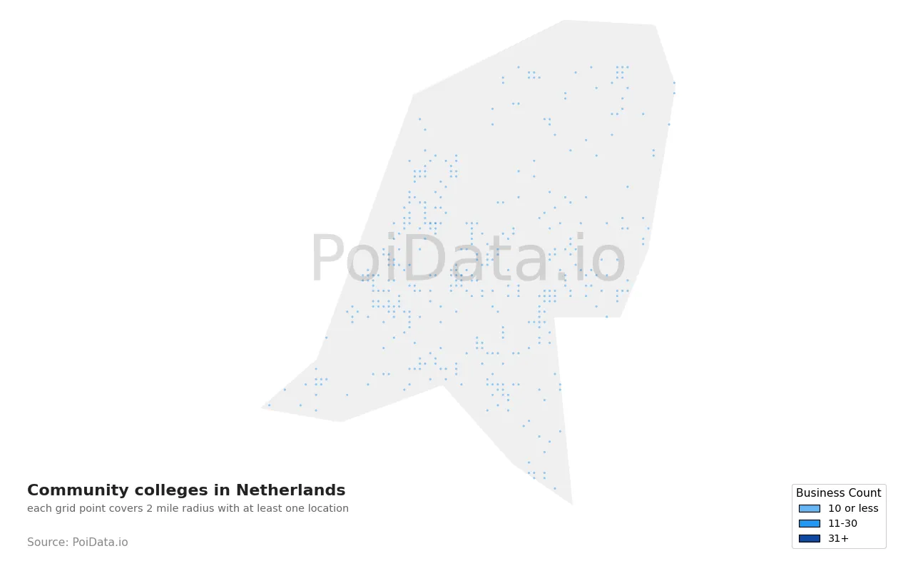 Community college density map for Netherlands